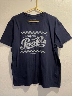 Savvy Pepsi-Cola Retro Graphic Tee Navy Blue Large
